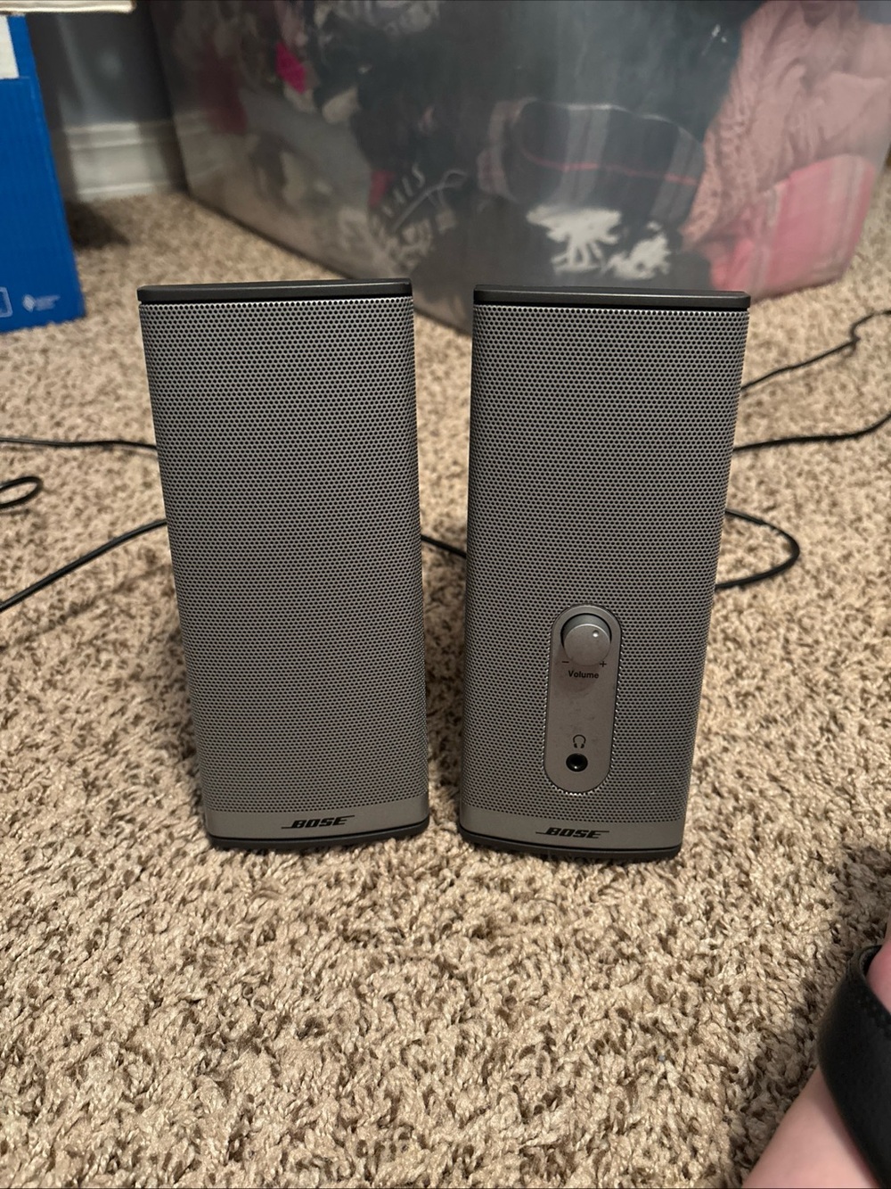 Bose Silver Gray Portable Stereo Speakers with Front Volume Control